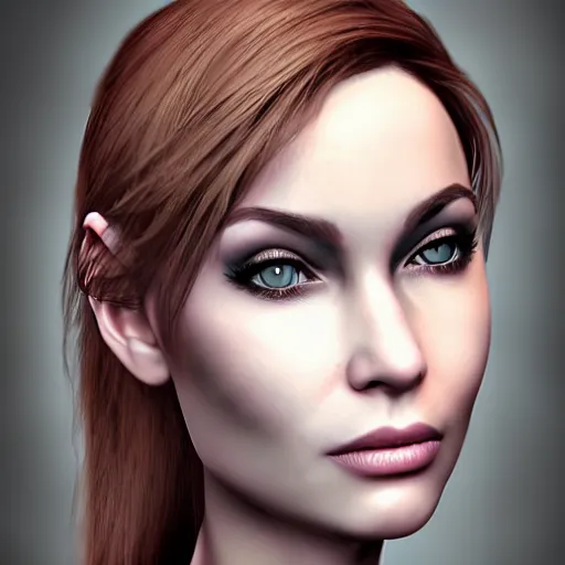 Image similar to headshot portrait for Sonja an elegant and lithe beauty, HD, DAZ3d, Render, Iray render