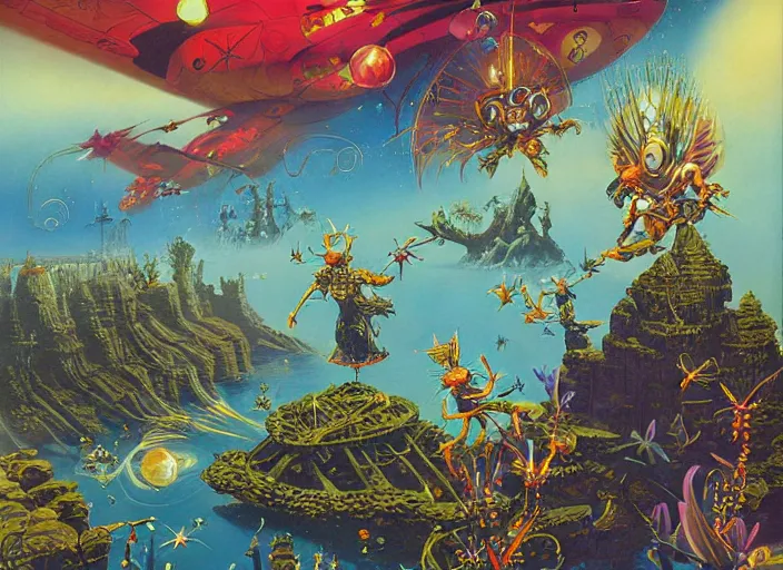 Prompt: fairy dance by kilian eng, chris foss, rodney matthews, robert mccall, jacek yerka and vladimir kush, oil on canvas