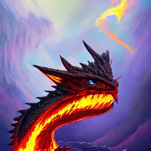 Image similar to a dragon made of crystal flying over lava, photorealistic image, ultra HD, trending on artstation, award winning illustration, 35mm lens
