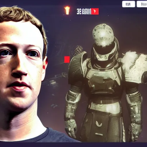 Image similar to mark zuckerberg in destiny 2, mark zuckerberg, destiny 2 in game background, screenshot