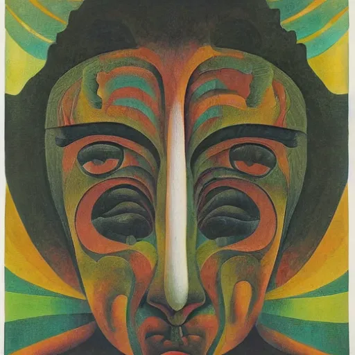 Image similar to floral face portrait by leonetto cappiello and wojciech siudmak and ernst fuchs, anni albers, oil on canvas