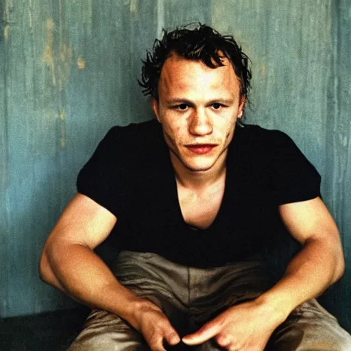 Prompt: heath ledger photographed by nan goldin