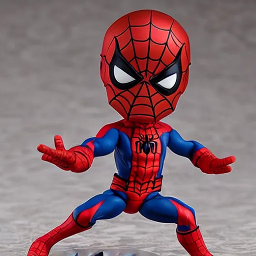 Image similar to an anime nendoroid of barrack obama as spiderman, figurine, detailed product photo