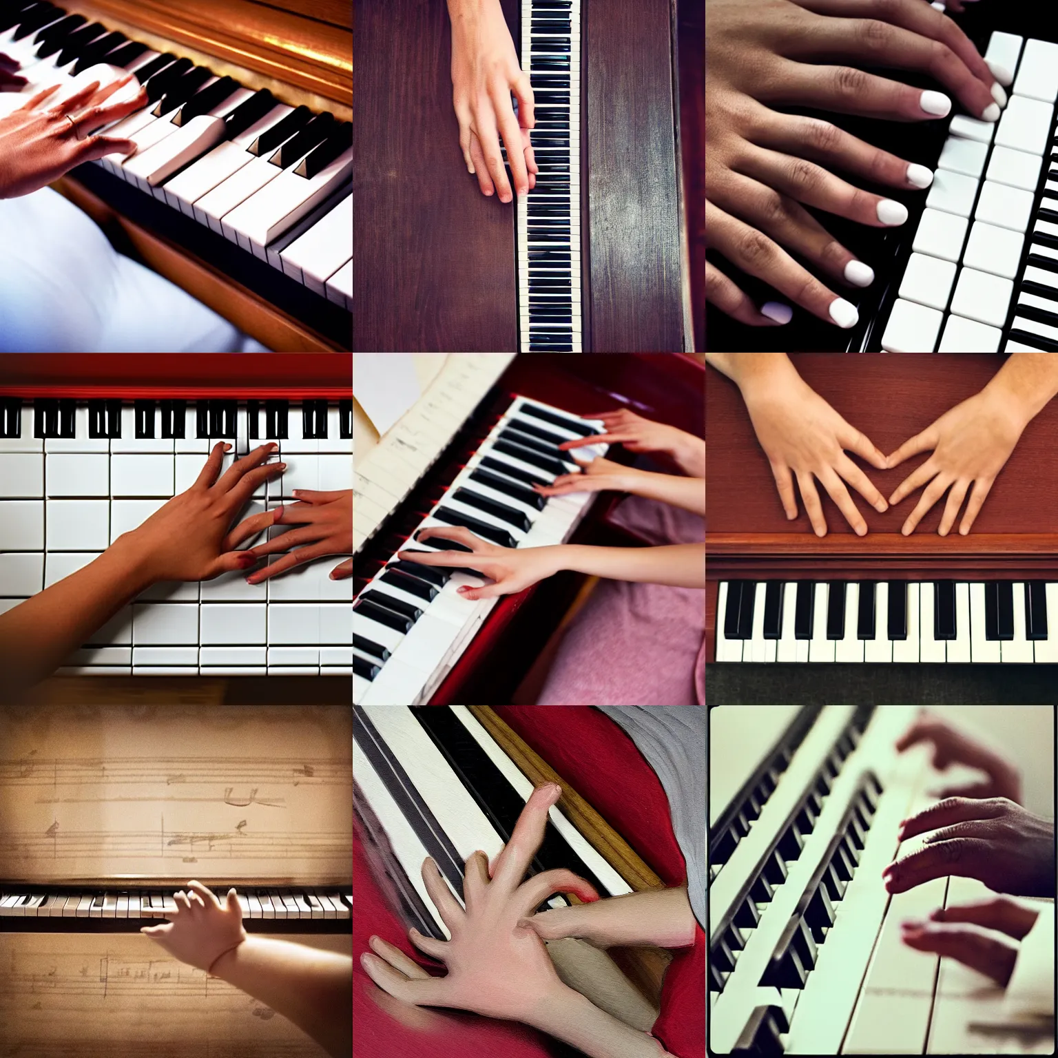 Prompt: Fingers on piano