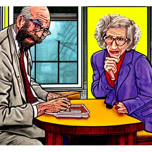 Image similar to The Artwork of R. Crumb and his Cheap Suit Dr. Ruth tells you to have more relations, pencil and colored marker artwork, trailer-trash lifestyle