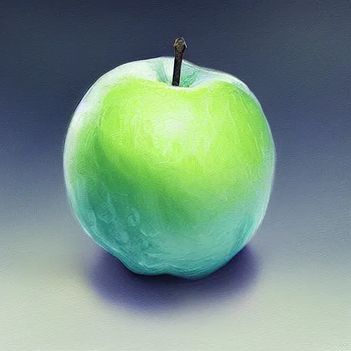 Prompt: frozen blue apple, highly detailed, digital painting