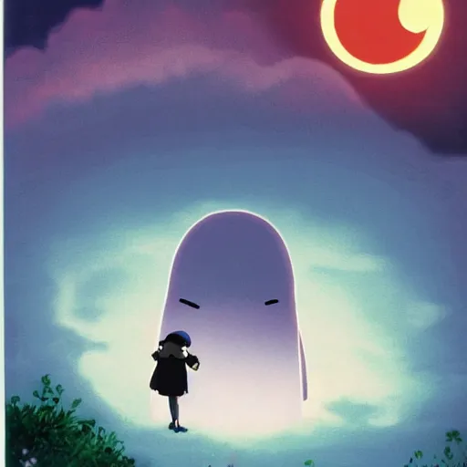 Image similar to no - face in the night made by studio ghibli ( ( ( purple ) ) ), ( ( lighting ) ), 8 k, smooth, high details, high qualitt,