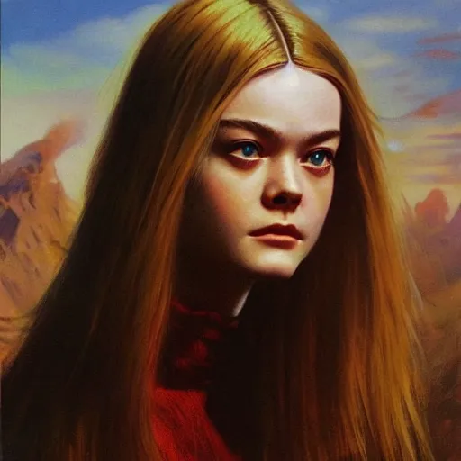 ultra realistic portrait painting of elle fanning in | Stable Diffusion ...