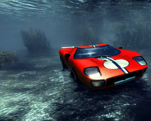 Prompt: mark 2 gt 4 0 submerged under water, cinematic, photoreal, by red dead redemption 2