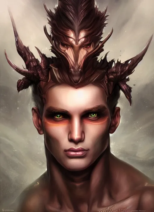 Prompt: a higly detailed airbrush full body shot and face portrait painting of a fantasy male character, pathfinder, dynamic lighting, ambient lighting, deviantart, art by artgerm
