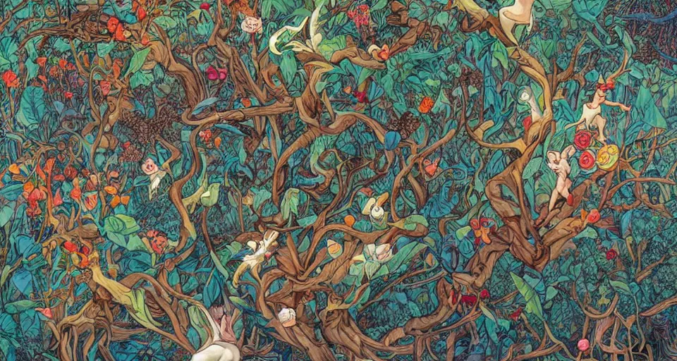 Prompt: Enchanted and magic forest, by james jean,