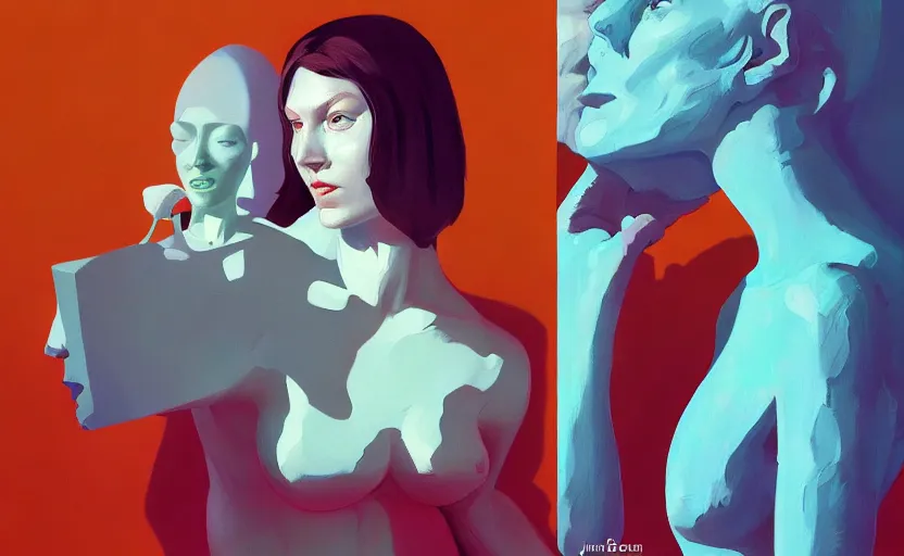Image similar to Portrait of a cute woman, very coherent, painted by painted by Benjamin Björklund, painted by Edward Hopper, Wayne Barlowe, painted by James Gilleard, airbrush, art by JamesJean
