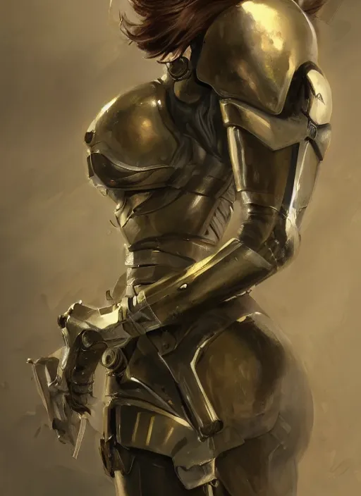 Image similar to a professional painting of a beautiful young female, clothed in military armor, olive skin, long dark hair, beautiful bone structure, symmetrical facial features, intricate, elegant, digital painting, concept art, smooth, sharp focus, illustration, from Metal Gear, by Ruan Jia and Mandy Jurgens and Artgerm and William-Adolphe Bouguerea