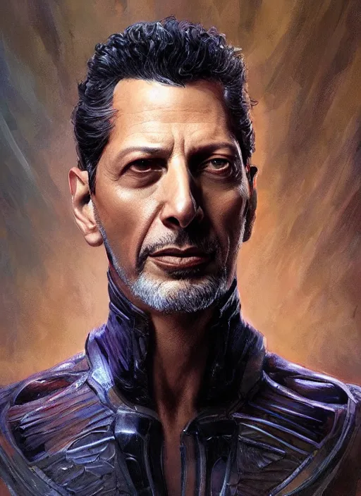 Image similar to Portrait Jeff jeff goldblum, marvel comics, dark, intricate, highly detailed, smooth, artstation, digital illustration by Ruan Jia and Mandy Jurgens and Artgerm and Wayne Barlowe and Greg Rutkowski and Frank Frazetta