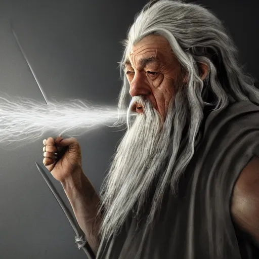 Image similar to gandalf attacks ancient athens, high detail shot, smoking, render, cgsociety, photorealism