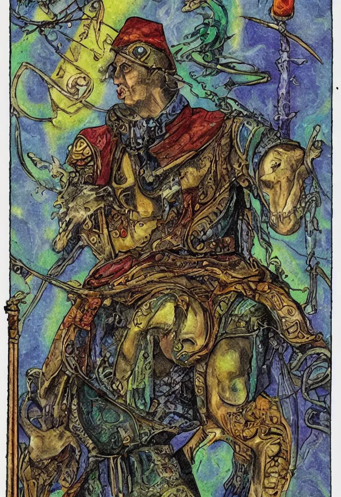 Image similar to Jurgen Schmidhuber on a tarot card tarot major arcana