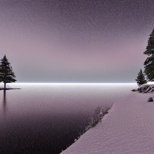 Prompt: snowy swedish lake, rainy midnight, cinematic, vibrant, raytracing, 8 k, intense detail, artstation, realistic, hyper detailed