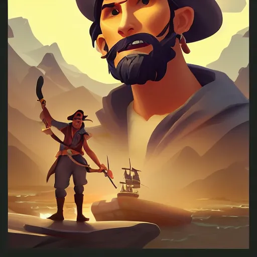 Image similar to painting jack the pirate on sea of thieves game avatar hero smooth face median photoshop filter cutout vector behance hd by jesper ejsing, by rhads, makoto shinkai and lois van baarle, ilya kuvshinov, rossdraws, illustration, art by ilya kuvshinov and gustav klimt