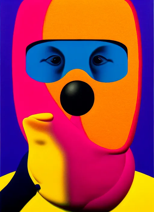 Image similar to person wearing a balaclava by shusei nagaoka, kaws, david rudnick, airbrush on canvas, pastell colours, cell shaded, 8 k