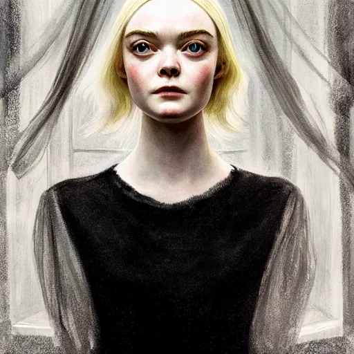 Image similar to symmetry!! portrait of elle fanning in prey in the world of andrew wyeth, horror, fashion, dark!! intricate, elegant, highly detailed, digital painting, artstation, concept art, smooth, sharp focus, illustration, art by artgerm and frank frazetta and peter paul rubens