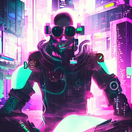 Image similar to cyberpunk character in abstract neon tokyo composition, dark and mysterious, very detailed, very realistic