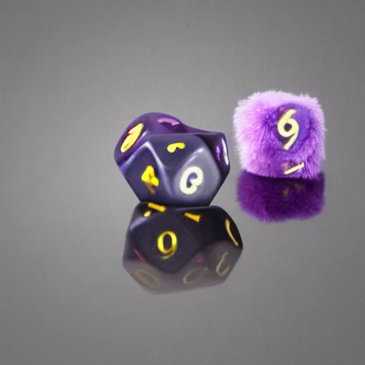 Image similar to fuzzy dice of a d 2 0, realistic photography, high detailed