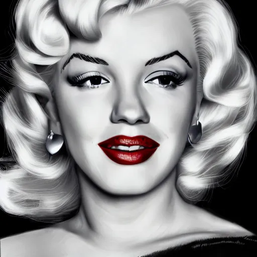 Prompt: Portrait of a 25 year old Christina Hendricks as Marilyn Monroe by Kevin Taylor, trending on artstation, highly detailed