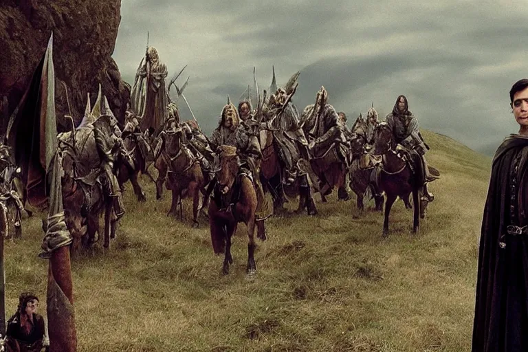 Image similar to ben shapiro stars in the lord of the rings return of the king, highly detailed, cinematic lighting, 4 k, arricam studio 3 5 mm film camera, kodak 5 2 7 9 ( tungsten - balanced ) film stock