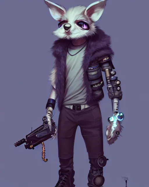 Prompt: character concept art of a cute young male anthropomorphic cyberpunk furry | | cute - fine - face, pretty face, key visual, realistic shaded perfect face, fine details by stanley artgerm lau, wlop, rossdraws, james jean, andrei riabovitchev, marc simonetti, and sakimichan, trending on artstation