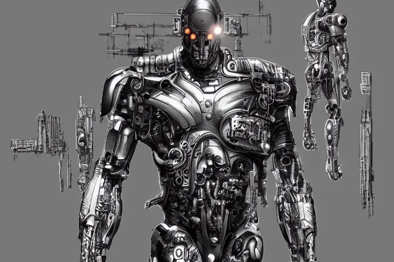 Image similar to “ a extremely detailed stunning drawings of cyborg by allen william on artstation ”