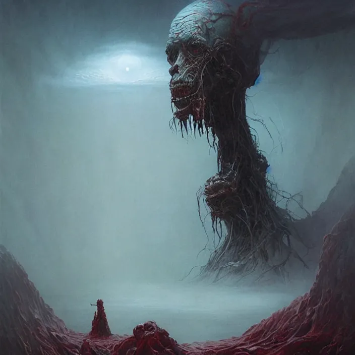 Image similar to 4k eldritch horror monster, art by greg rutkowski, art by zdzisław Beksiński