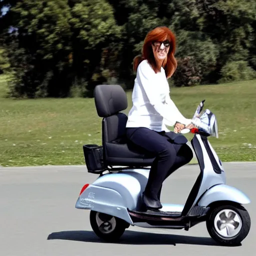 Image similar to Cristina Kirchner riding a scooter, photo quality