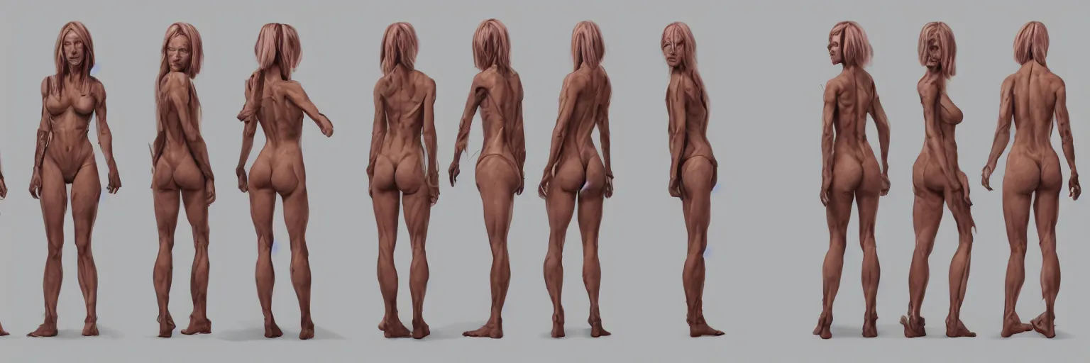 Image similar to female character study of female iggy pop, 2 0 2 2, clear faces, emotional, character sheet, fine details, concept design, contrast, kim jung gi, pixar and da vinci, trending on artstation, 8 k, full body and head, turnaround, front view, back view, ultra wide angle