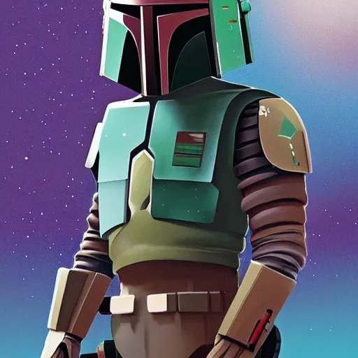 Prompt: boba fett artwork by james gilleard