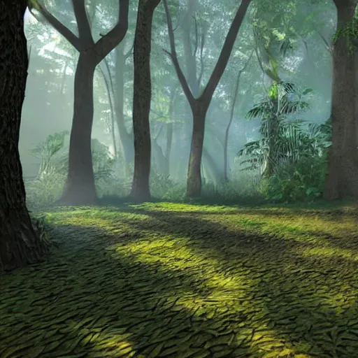 Image similar to a forest. illustrated cel shaded unreal engine 5