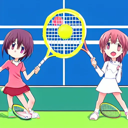 Image similar to two anime girls playing tennis