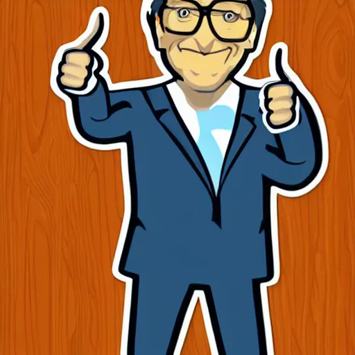 Prompt: sticker illustration of bill gates with thumbs up