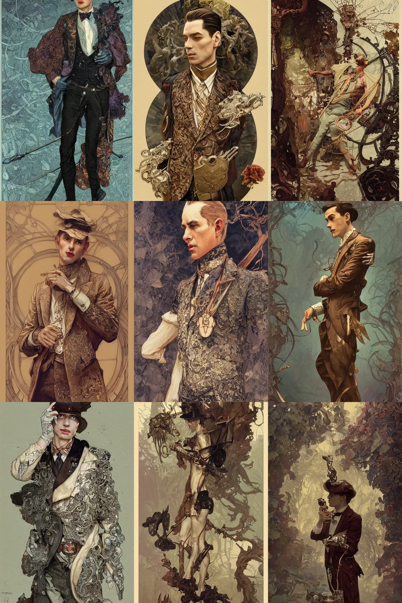 Prompt: male physician, 1 9 2 0 s fashion, fantasy, highly detailed, intricate, smooth, sharp focus, artstation, digital paining, illustration, art by joseph leyendecker, peter mohrbacher, ruan jia, marc simonetti, ayami kojima, cedric peyravernay, alphonse mucha, victo ngai