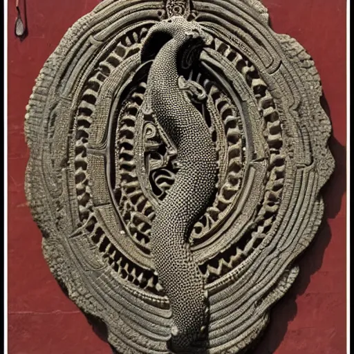 Image similar to naga serpent god, honeycomb structure, highly detailed, intricate, beautiful craftsmanship, famous artist,