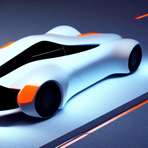 Prompt: futuristic Porsche designed by Apple studio small orange accents lighting octane render