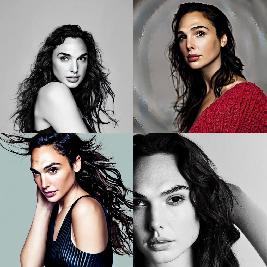 Prompt: portrait of Gal Gadot in the style of Mario Testino, detailed, 82 mm sigma art