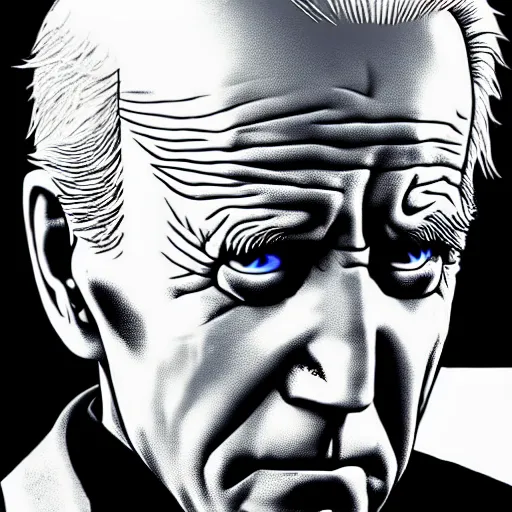 Image similar to Joe Biden looking sinister, by Tsutomu Nihei, highly detailed