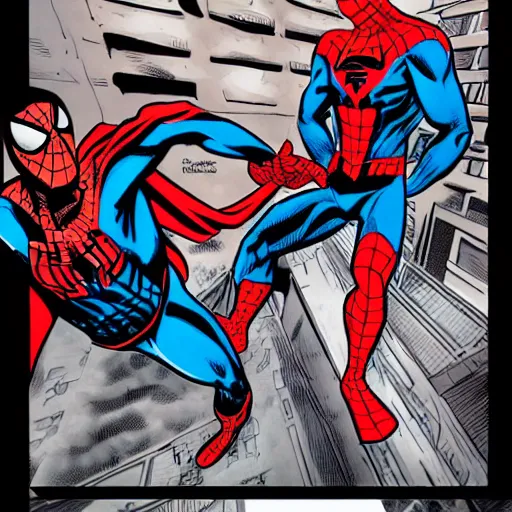 Image similar to spider - man vs superman, comic style,