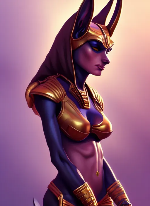 Prompt: pretty woman wearing an anubis outfit, highly detailed, artgerm style, artstation, soft light, sharp focus, illustration, character design, concept art