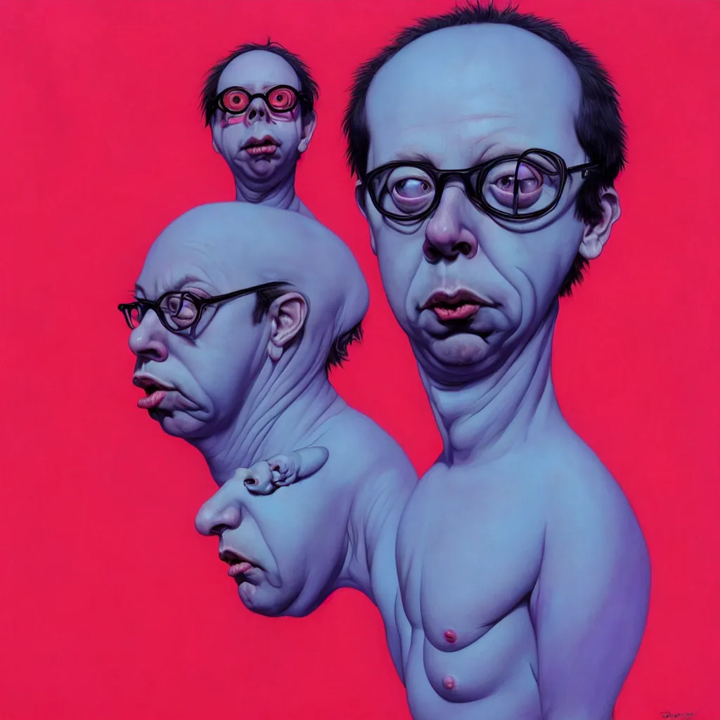 Prompt: weird and disturbing portrait of todd solondz, full body, thong, wide open eyes. vivid colors, neon, art by ( ( ( kuvshinov ilya ) ) ) and wayne barlowe and francis bacon and artgerm and wlop and william - adolphe bouguereau