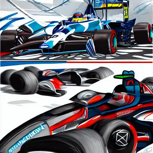 Prompt: A futuristic formula one race, highly detailed concept art