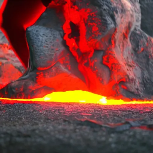 Image similar to film still of the tv show the floor is lava, but with real lava. person sinking into lava, 4 k.