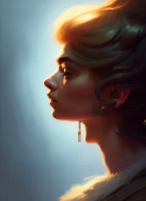 Prompt: side portrait, imogen poots, paladin, gloomhaven, soft, smooth, luminescent, by greg manchess, huang guangjian, gil elvgren, sachin teng, greg rutkowski, jesper ejsing, rhads, ilya kuvshinov, cushart krenz