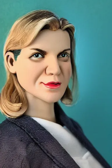 Image similar to “ very very intricate photorealistic photo of a kim wexler pop on a white background, award - winning details ”