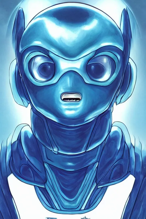 Image similar to portrait from a handsome blue masculine extraterrestrial alien, sci - fi art, akira toriyama, trending on artstation